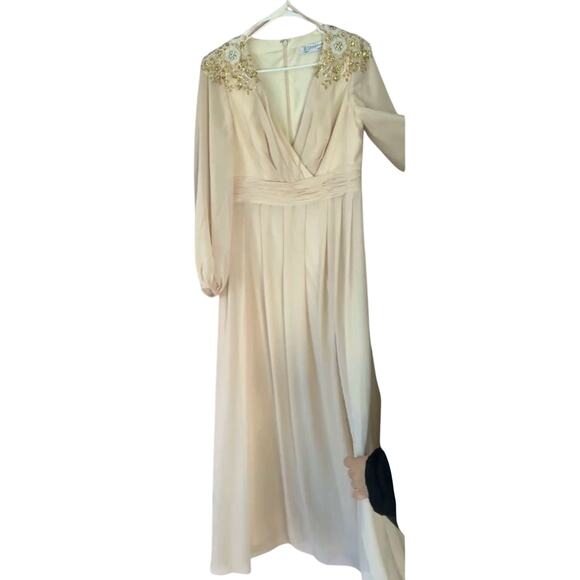 MAC DUGGAL 55694 Embellished Shoulder Blouson Sleeve Gown Sz 10 New w/ Tag $498 - Picture 6 of 10